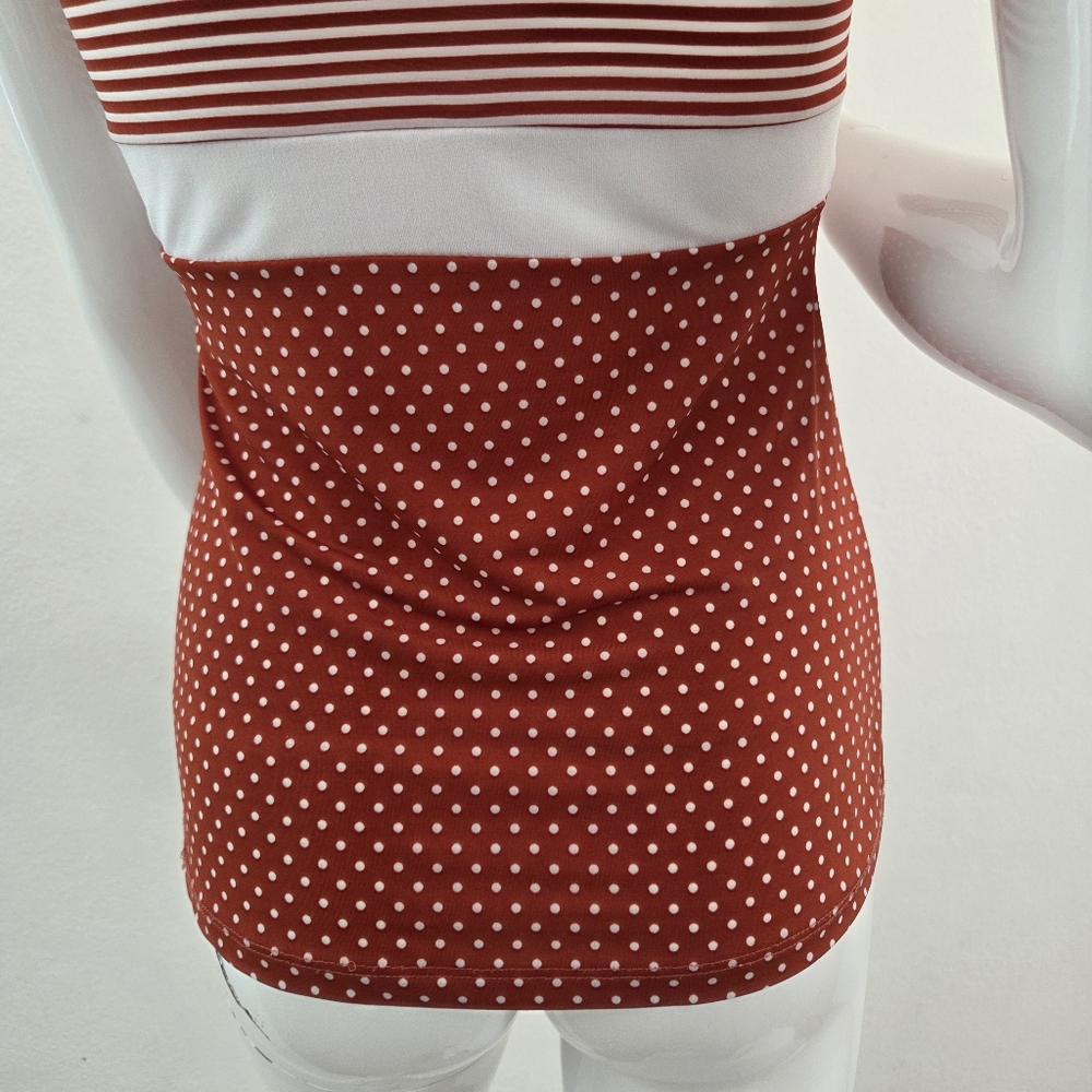 Red and White Striped and Polka Dot Womena Top Size Small - Picture 9 of 15